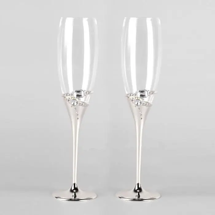 

Wine Glasses set Champagne glasses wedding with clear diamond champagne flutes toasting flutes Goblet Wedding Gift