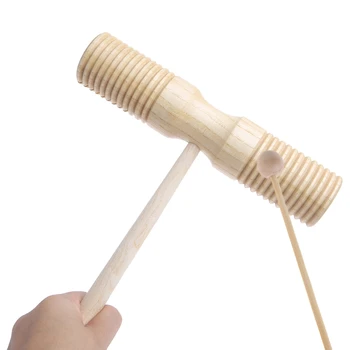 

Two Tone Wood Block Beater 2-tone Woodblock Guiro Wooden Handle Percussion Toy
