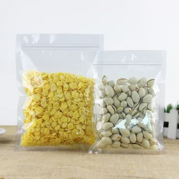 

100pcs Transparent Ziplock Bag Flat Bottom Food Dry Fruit Coffee Sealing Bags