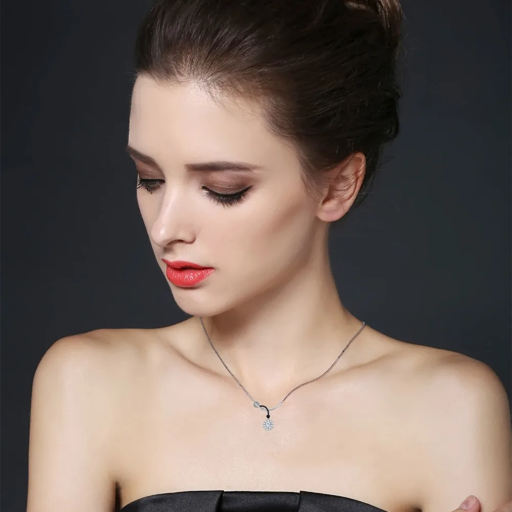 [BLACK AWN] Classic Silver Color Jewelry Necklace for Women Flower Necklaces Pendants Female Bijoux Girl's Gift K027