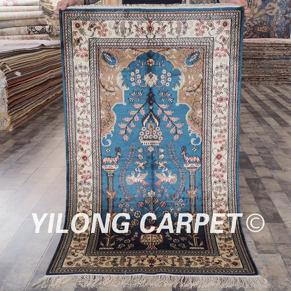 YILONG 3 'x 5' Древо жизни антикварный ручной работы шелковый ковер УЗЕЛКОВЫЙ