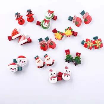 

10PCS Direct Sale New Children Hairpin Christmas Headwear All Inclusive Acrylic Holiday Baby Accessories Gift