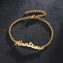 Пользовательские браслет с именем Мода Custom Браслеты украшения для Для женщин подарок для девочки вечерние Нержавеющая сталь 3 цвета курсивом Браслеты