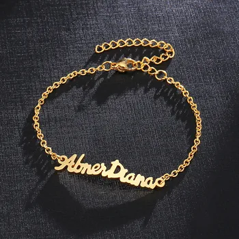 

Custom Name Bracelets Fashion Custom Bracelets Jewelry For Women Girl Gift Party Stainless Steel 3 Colors Cursive Bracelets