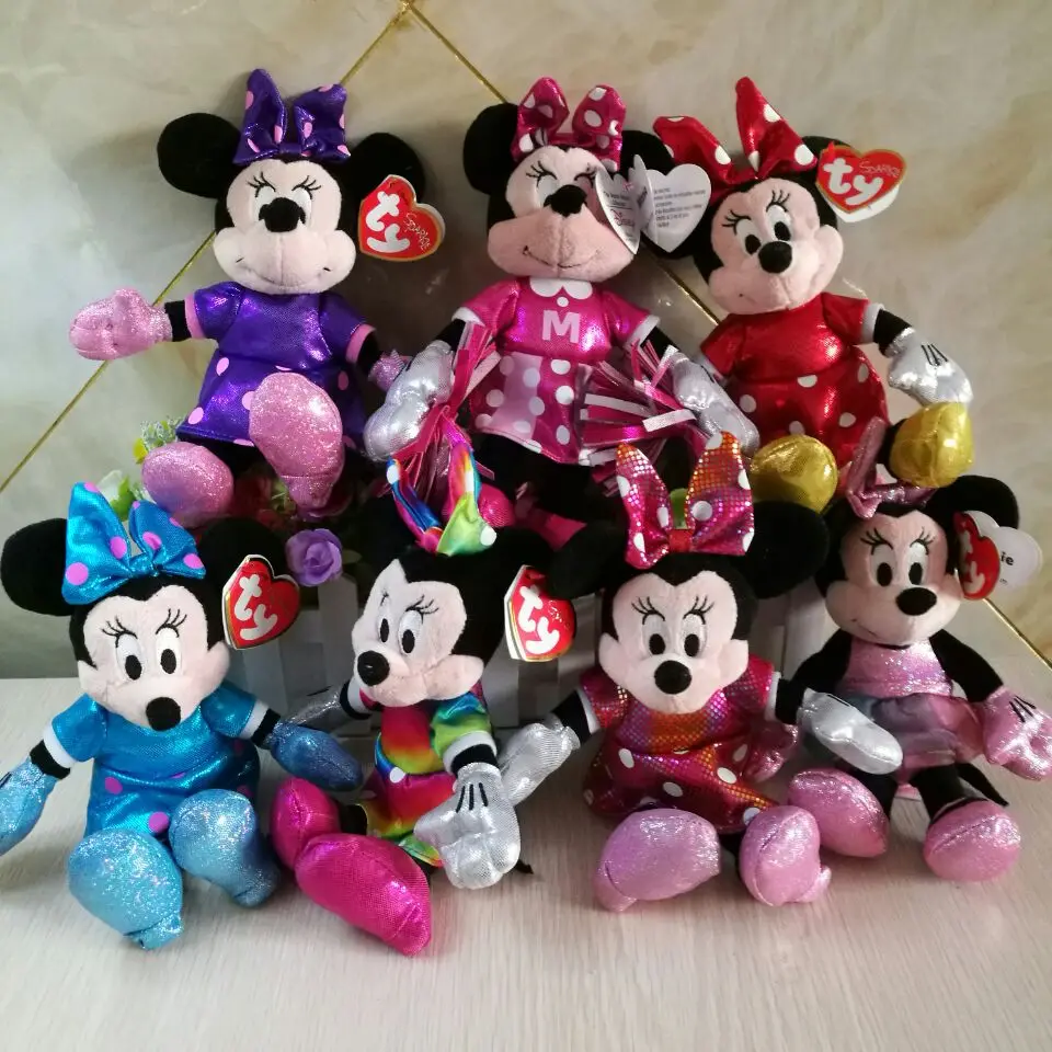 

MINNIE mouse Mickey sparkle rainbow ballerina sparkle teal tie dye red minnie 20CM plush Toys soft toys kids toys collection