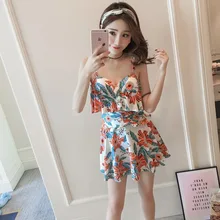 Новинка, женский купальник с цветочным принтом, юбка, купальный костюм, летний сексуальный женский купальник, купальное платье купальный костюм