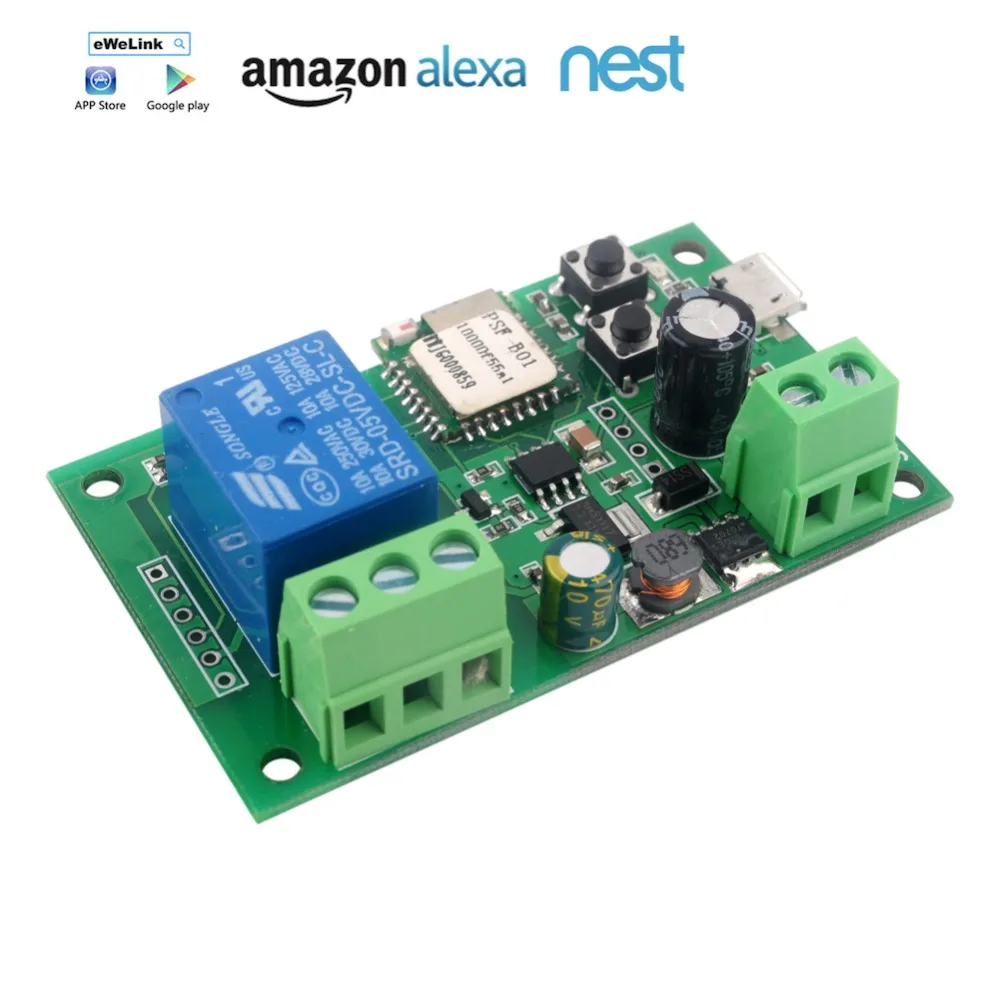

1 Channel Wifi Wireless Smart Switch Inching Self-locking 5V 12V PSF For AMAZON Alexa Google Home FZ2309-12V