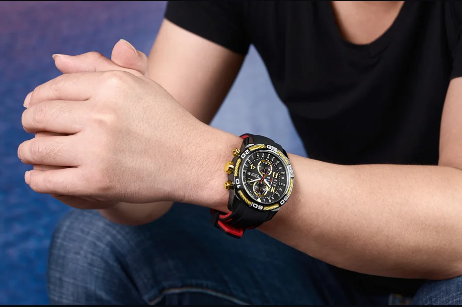 MEGIR Брендовые мужские часы с хронографом, тахиметр, военные армейские спортивные кварцевые часы, силиконовые золотые и черные наручные часы для мужчин, водонепроницаемые