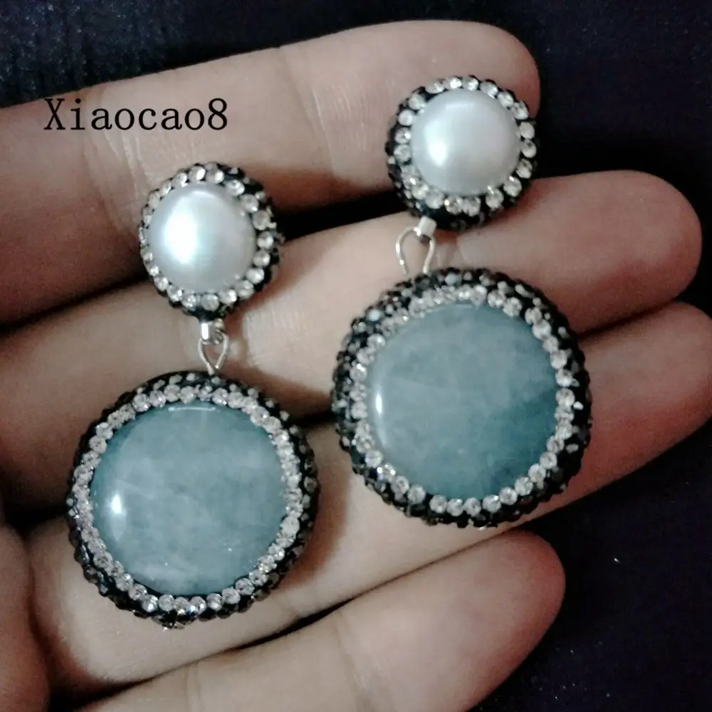 

Round Style Nature Stone Earrings Women Vintage Dangle Earrings for Women 2017 Fashion Rhinestone Earrings Handmade Jewelry Gift