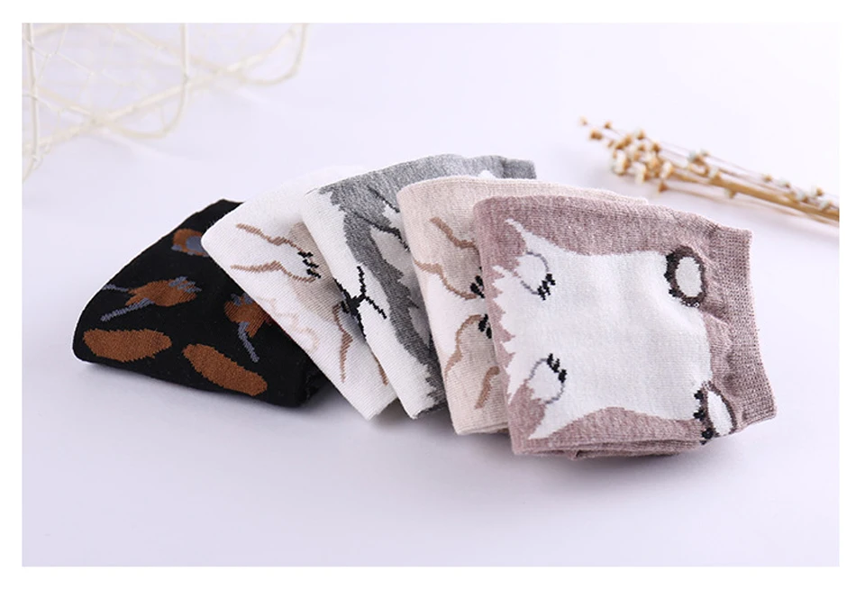 Fashion Personality Dog Pattern Cute 3D Cartoon Animal Sock For Women Female Cotton Short Socks Comfortable and Breathable (15)