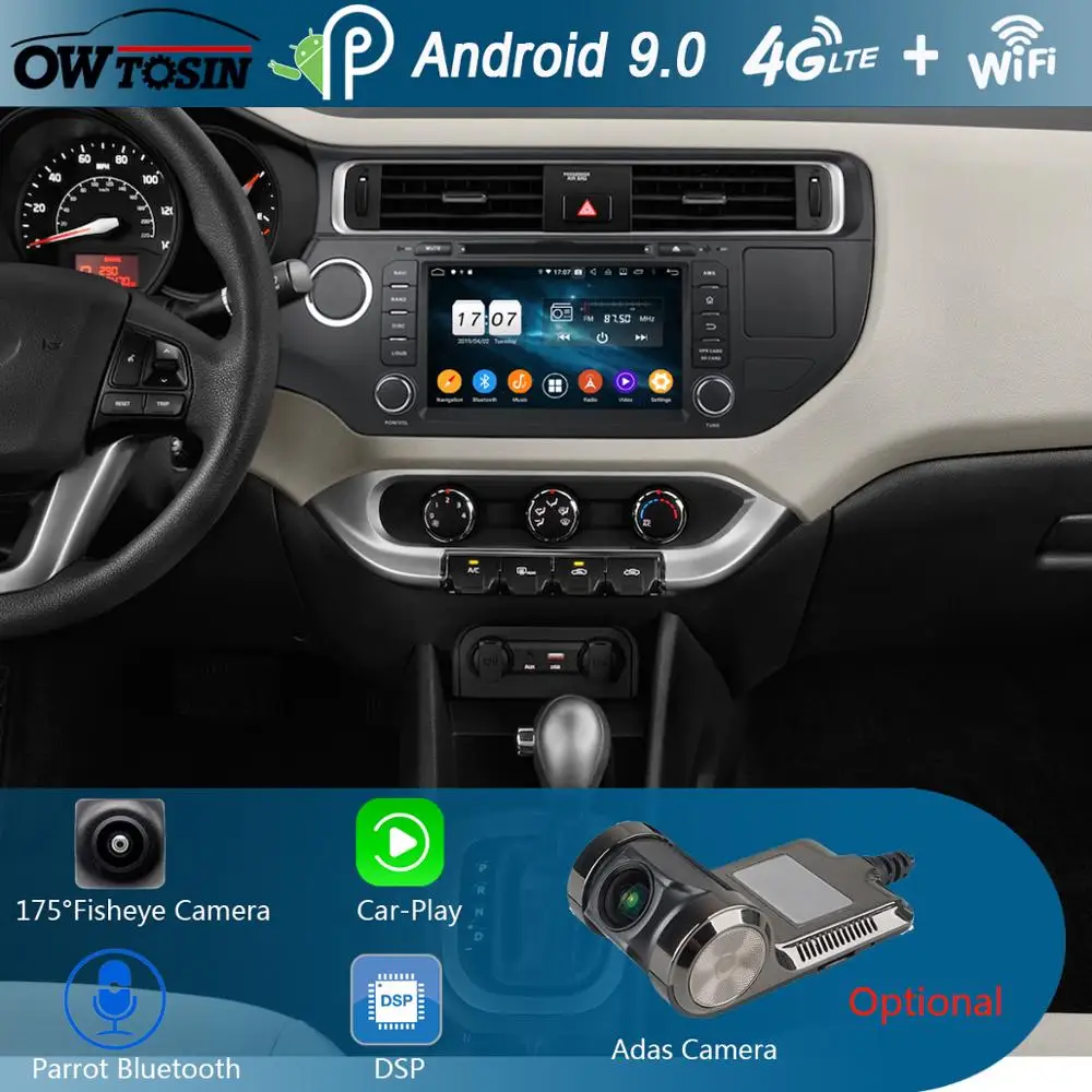 

8"IPS 1920*1080 8Core 4G RAM+64G ROM Android 9.0 Car DVD Player For KIA Rio K3 2015 2016 Left wheel DSP Radio GPS Parrot BT Adas