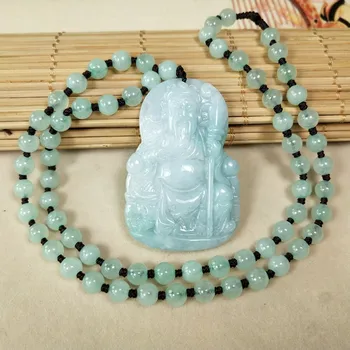 

Delicate carved Burmese yu guan gong man necklace pendant/