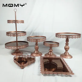 

Wedding 6 pcs Metal Dessert Mirror Cake Stand For Wedding&event Party Decoration