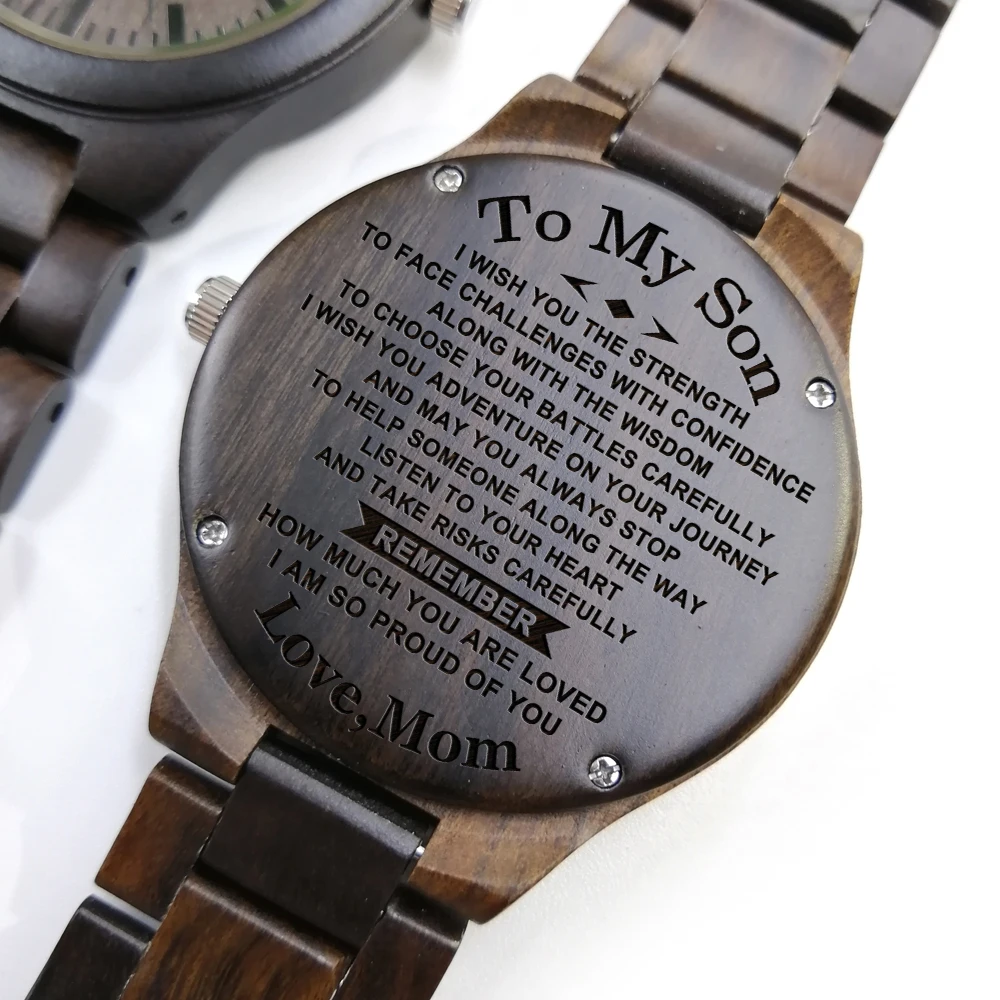 

Z1800-3 To My Son-Engraved Wooden Watch Customized Men Watch Luxury On The Watch Birthday Graduation Gifts Wrist Watch