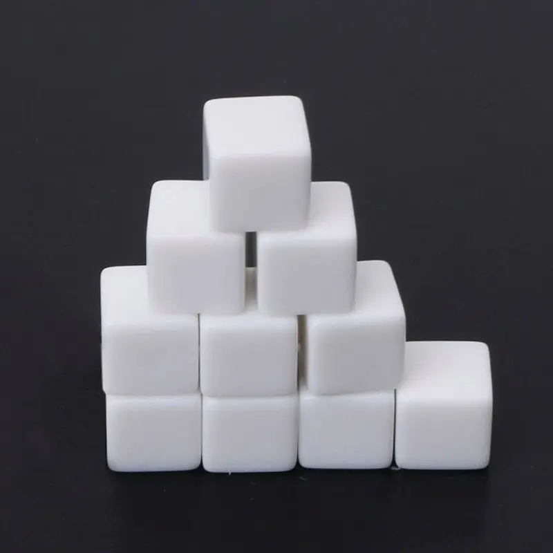 

Set Of 10 D6 12mm Blank Dice Acrylic Solid White For Role Playing Games Toy Set