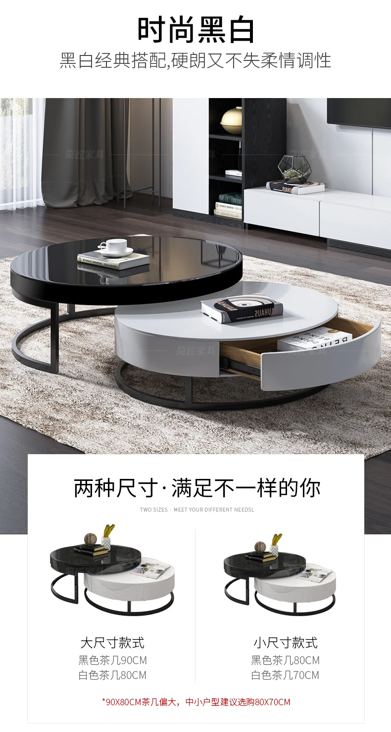 Louis fashion Coffee Tables Multifunctional creative whole glass round Nordic small living room tea TV cabinet combination