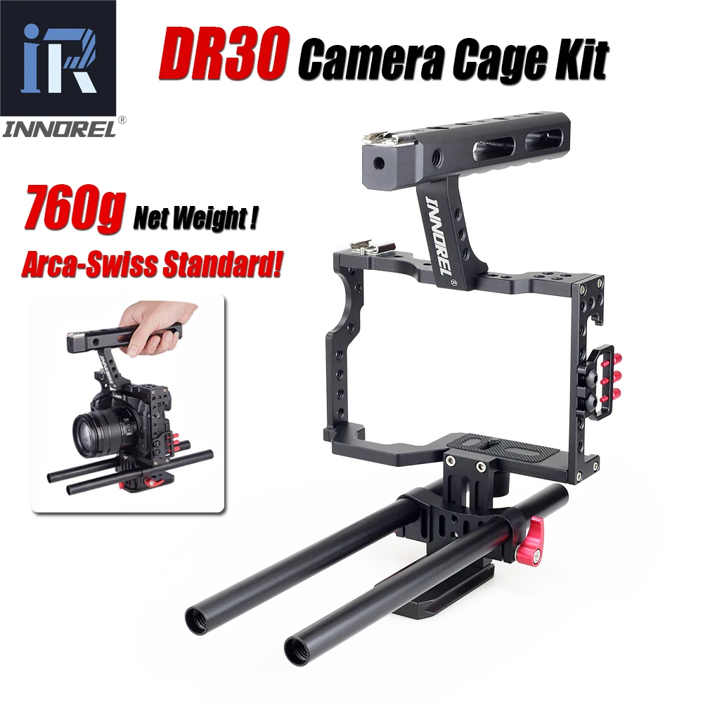 

INNOREL DR30 Camera Cage Kit 15mm Rod Stabilizer Rig Handle Grip For Sony A7II A7R A7S A6300 A6000 Panasonic GH4 GH3 Canon M3 M5