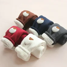 2016 hiver applique filles vêtements bébé enfant épaississement long plus le velours pantalon legging kz-5971
