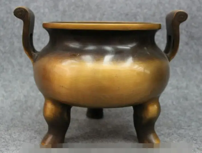 

S03877 11 Folk Chinese Bronze Buddhism Temple Statue Tibet 3 Foot Incense Burner Censer B0403