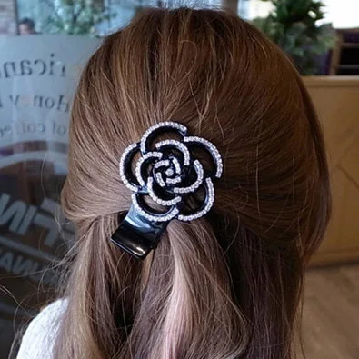 Классический черный и кофейный цвет Кристалл Роза цветок заколка для волос акриловые волосы Краб коготь для женщин корейские украшения волос