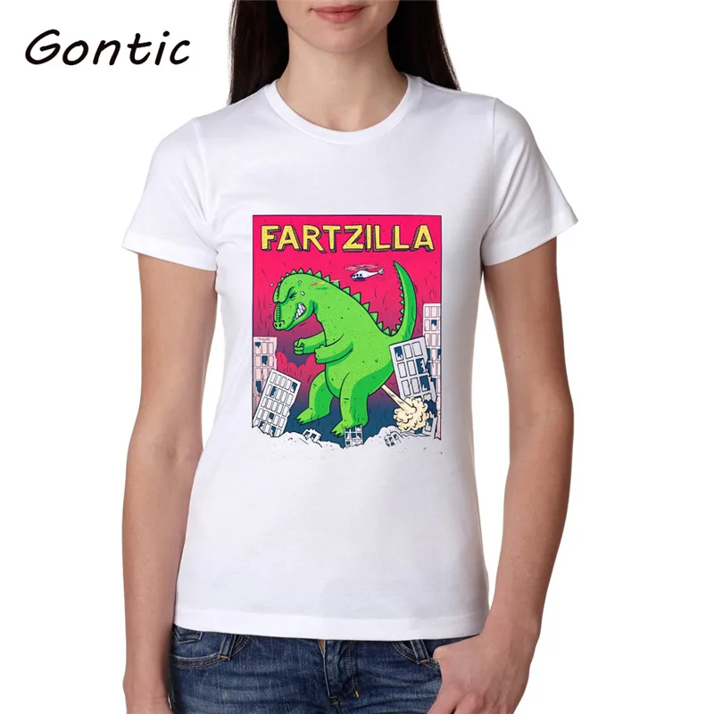 

FARTZILLA Woman T Shirt Summer Tops Printed Fun Harajuku tshirt Plus size T-shirts Short Sleeve Tees Femme Shirt korean style