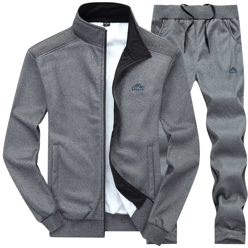 

2 Pieces Sets Casual Tracksuit Men Set Hoodie Mens Sets Streetwear Slim Fit Zipper Jacket + Pants Man Fitness Men's Sportswear