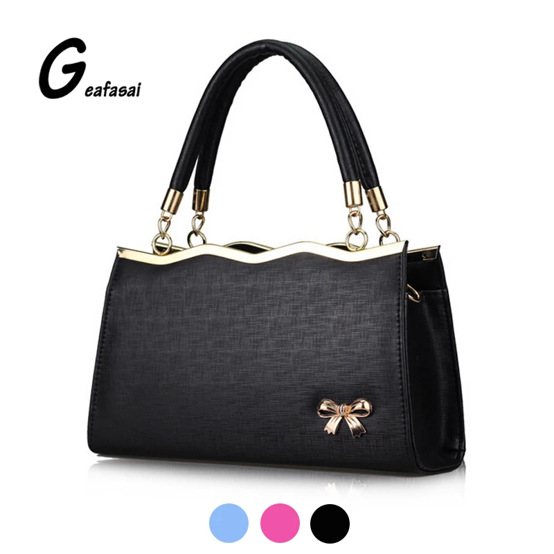 blue black rose red bowknot bow PU leather High quality Ladies top handle Handbags shoulder Messenger