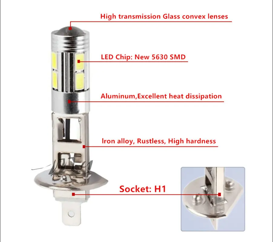 H1 светодиодный супер яркий белый 10 5630 SMD светодиодный H1 лампа авто светодиодный светильник s автомобильный противотуманный светильник сигнал поворота дневной ходовой светильник DRL 12V