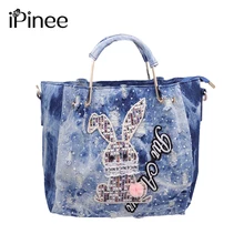IPinee/брендовая модная женская сумка на плечо, Женская Джинсовая сумочка с выемкой, женская сумка высокого качества, Повседневная сумка с вышивкой
