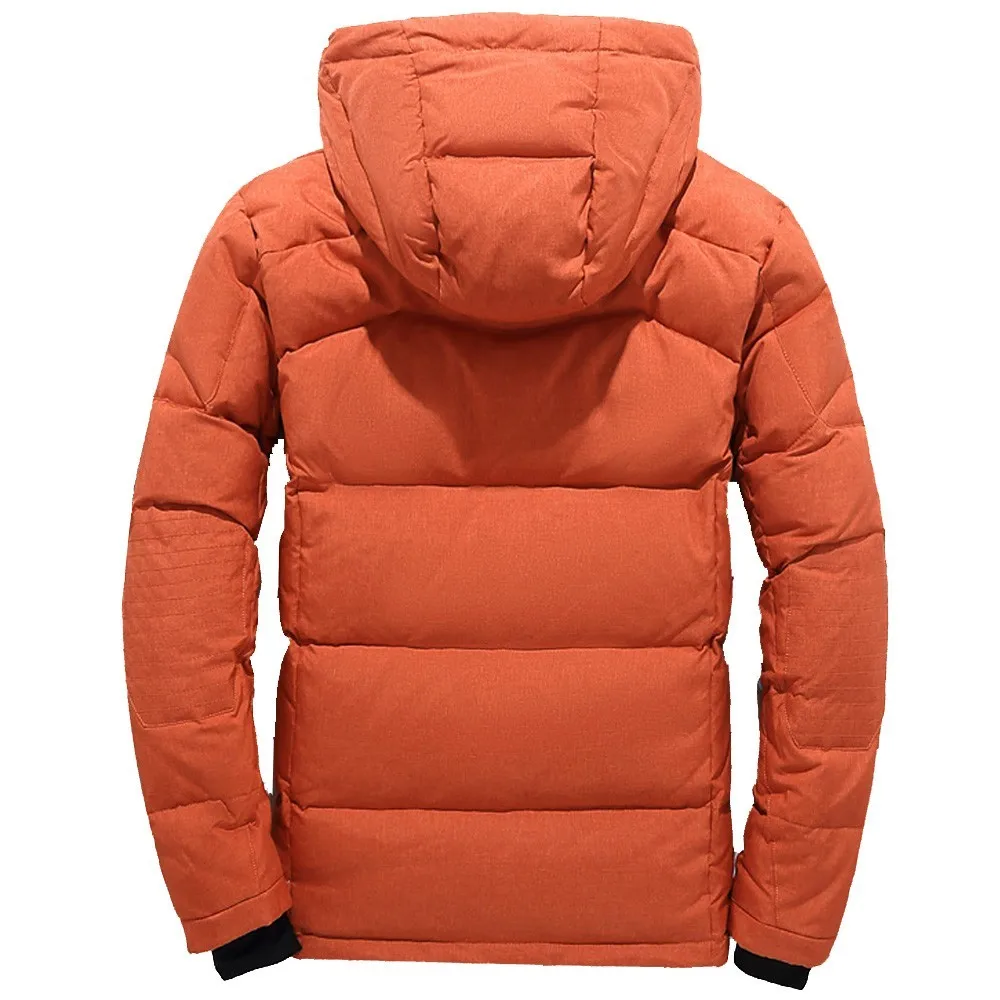  90% White Duck Winter Men Outdoor Down Coat Casual Warm Hooded Zipper Thicken Coat Outwear Solid Ma