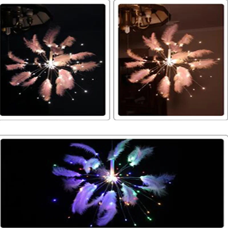 DIY Outdoor Christmas LED String Lights feather Firework Decorative Fairy Lights for Garland Patio Wedding Remote USB 8 modes (8)