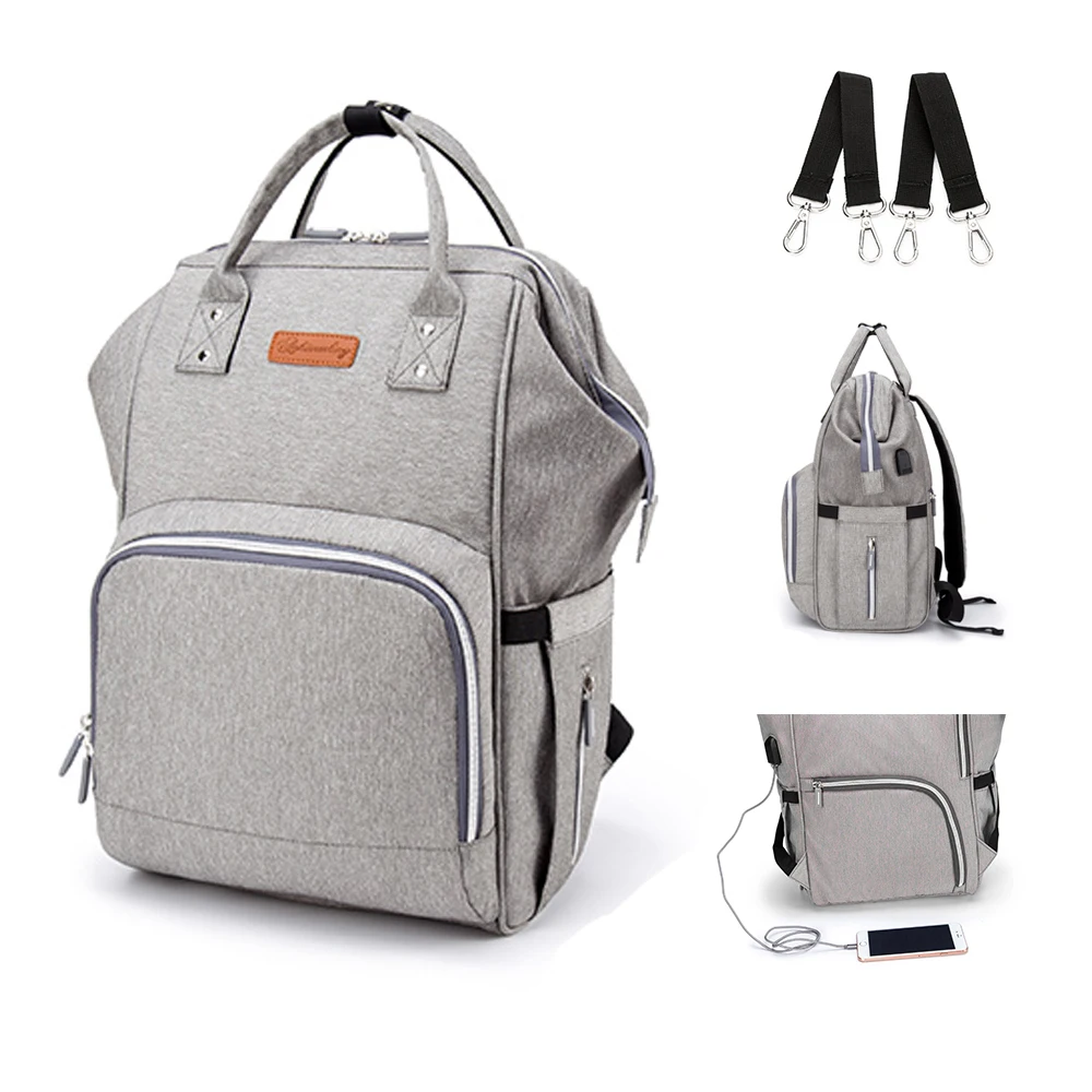 

USB Diaper Bag Upgrade Large Baby Care Nappy Bag Travel Backpack Stroller Hanging Bag Fashion Outdoor Backpack Mummy Bags