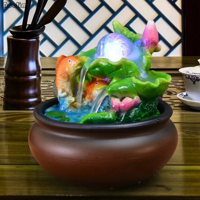 Китайский стиль фэн-шуй колесо фонтаны воды смолы ремесла гостиной рабочего стола украшения дома офиса чайный домик Мебель для стола