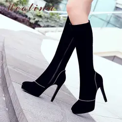 Meotina/Для женщин сапоги до колена женские ботинки на высоком каблуке зимняя пикантная обувь на платформе женские высокие ботинки осень