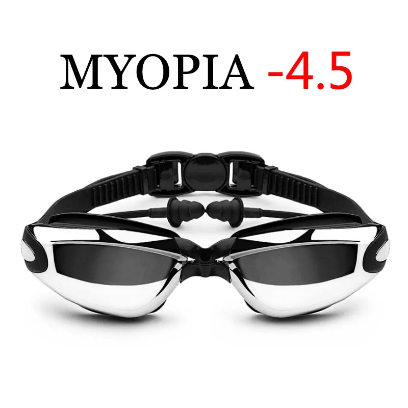 Очки для плавания для близорукости, очки для мужчин и женщин, профессиональные очки для плавания для взрослых, водонепроницаемые оптические очки для дайвинга - Цвет: Myopia Black -4.5