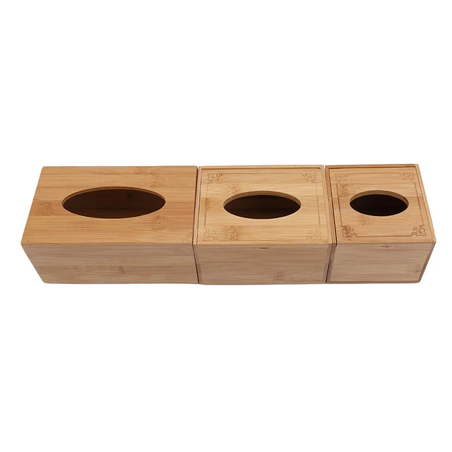 Fashion Style Bamboo Square Tissue Box Creative Seat Type Roll Storage Paper Box Tissue Canister Eco-Friendly Wood Table Decor 2