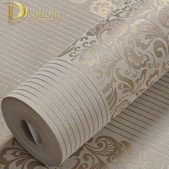 10M Home Improvement wall paper modern Fashion Non-woven Flocking Wallpaper Rolls for bedroom background wall 5 Colors R19