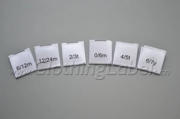 

Custom printed label center fold sewing for clothes/ satin size label white and black logo, low MOQ
