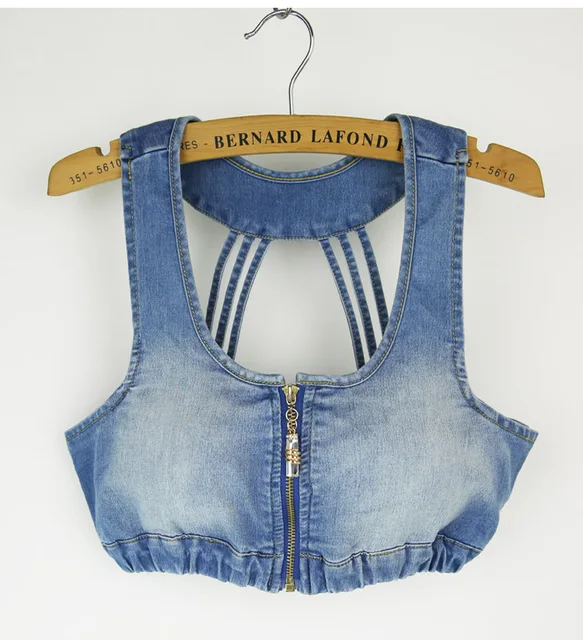 Sexy Women Stripe Denim Halter Backless Jumpsuit Hollow Blue Jeans Halter Top Fitness Cropped