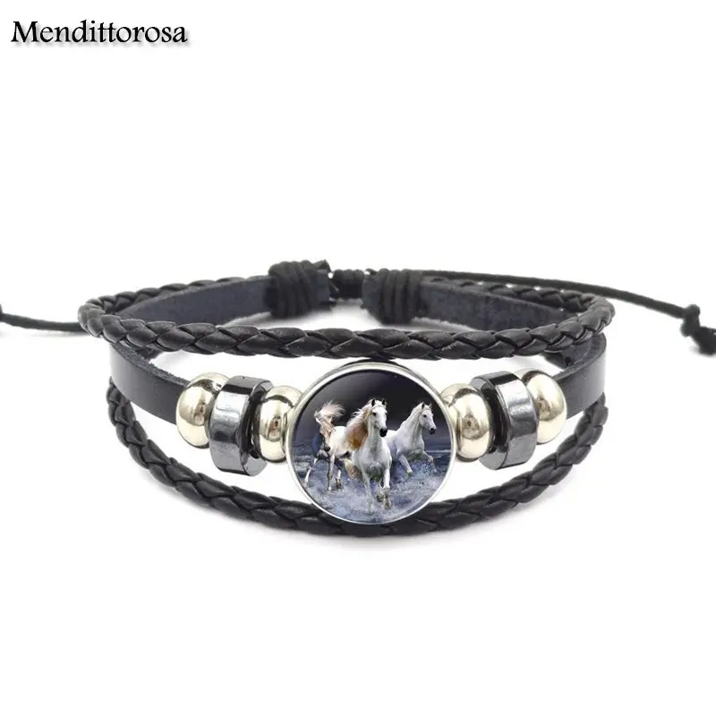 Модный браслет Mendittorosa из черной кожи для женщин и девушек ювелирные