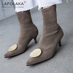 Lapolaka/растягивающиеся сапоги; женская обувь; Лидер продаж; сапоги на тонком каблуке с острым носком; высокое качество; сезон осень-зима;