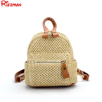 

Straw Woven Mini Backpack Summer Casual Shoulder Bags for Women Teenager Girls Quality Backpack Travel Daypack mochila feminina