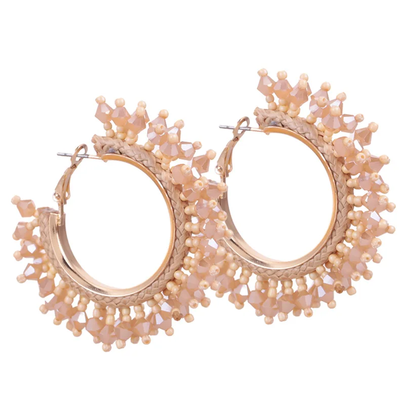Fashion Women Boho Alloy Oval Drop Dangle Stud Big Circle Earrings Charm Jewelry