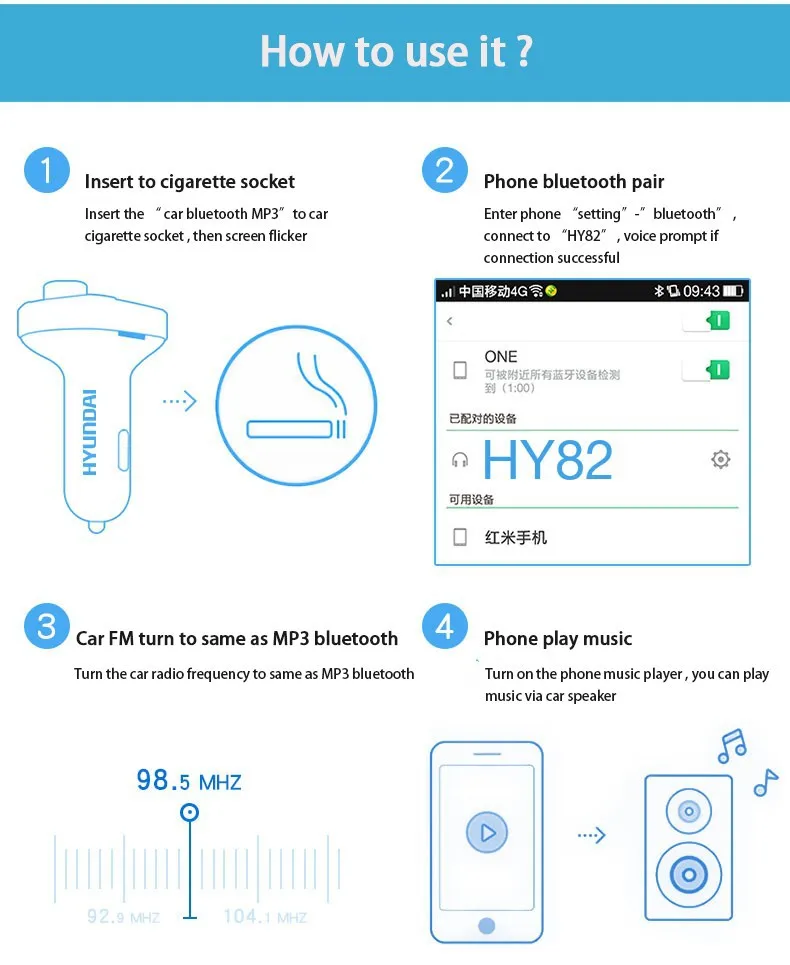 YASOKRO FM передатчик модулятор Bluetooth Handsfree автомобильный комплект аудио mp3-плеер с 3.1A Быстрая зарядка двойной USB Автомобильное зарядное устройство