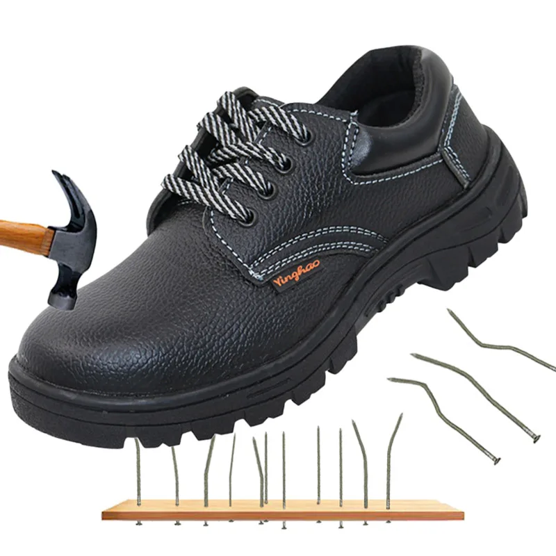 Мужская Рабочая защитная обувь со стальным носком из искусственной кожи; дышащие повседневные защитные ботинки на резиновой подошве; нескользящая защитная обувь