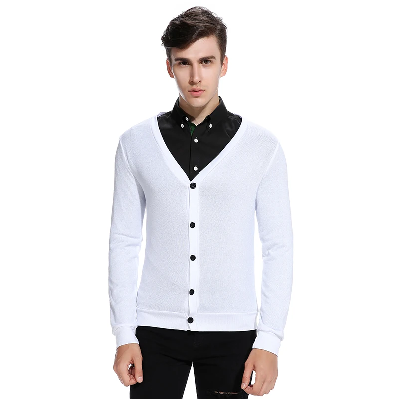Свитер мужской кардиган с длинными рукавами брендовый Модный повседневный облегающий пуловер тонкий трикотаж плюс размер Pull Homme белый черный