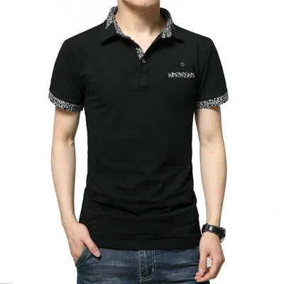 DIMUSI/Летняя мужская рубашка поло, повседневная хлопковая рубашка поло, мужская рубашка с коротким рукавом и отложным воротником, вышитая надписями, футболки поло 5XL, YA587 - Цвет: Black