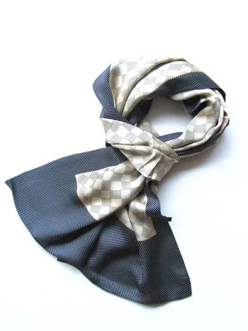Клетчатый принт галстук мужской двухслойный шелк атласный шейный платок ...