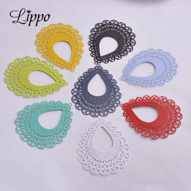 

30pcs AB3160 50mm*63mm Painted charms Big earings findings Flower Water Drop Pendant