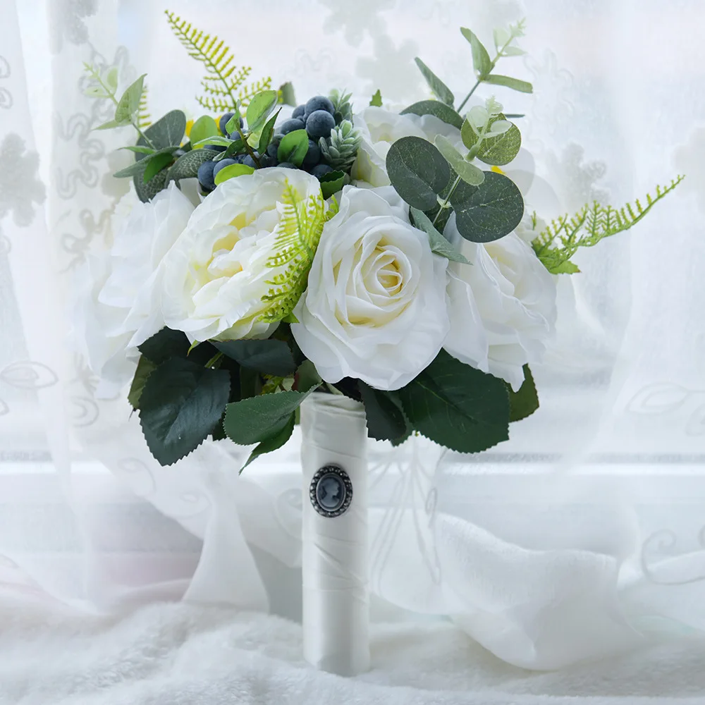 Crystal Flower Bouquet White or Ivory Bridal Bride Wedding Bouquet